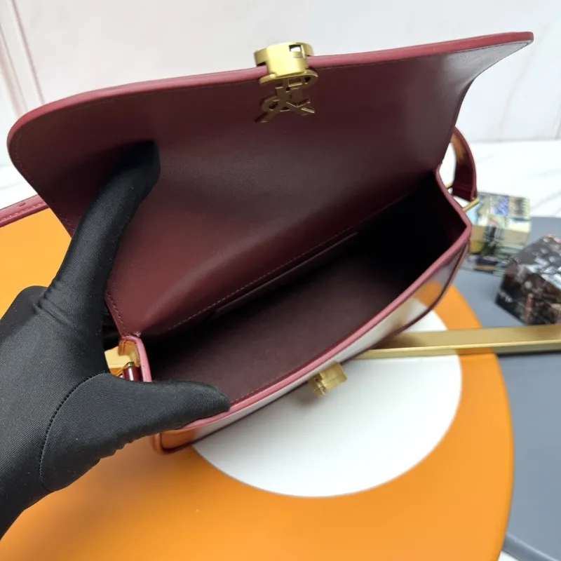YSL Burgundy Top Handle Shoulder Bag Model 260 - Image 9