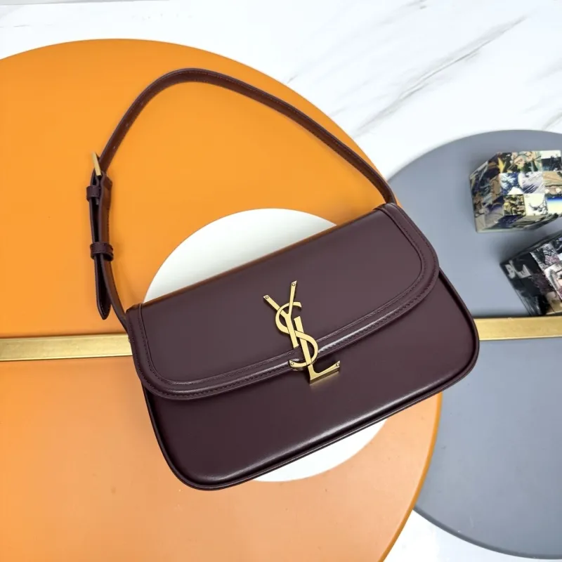 YSL Burgundy Leather Shoulder Bag 261
