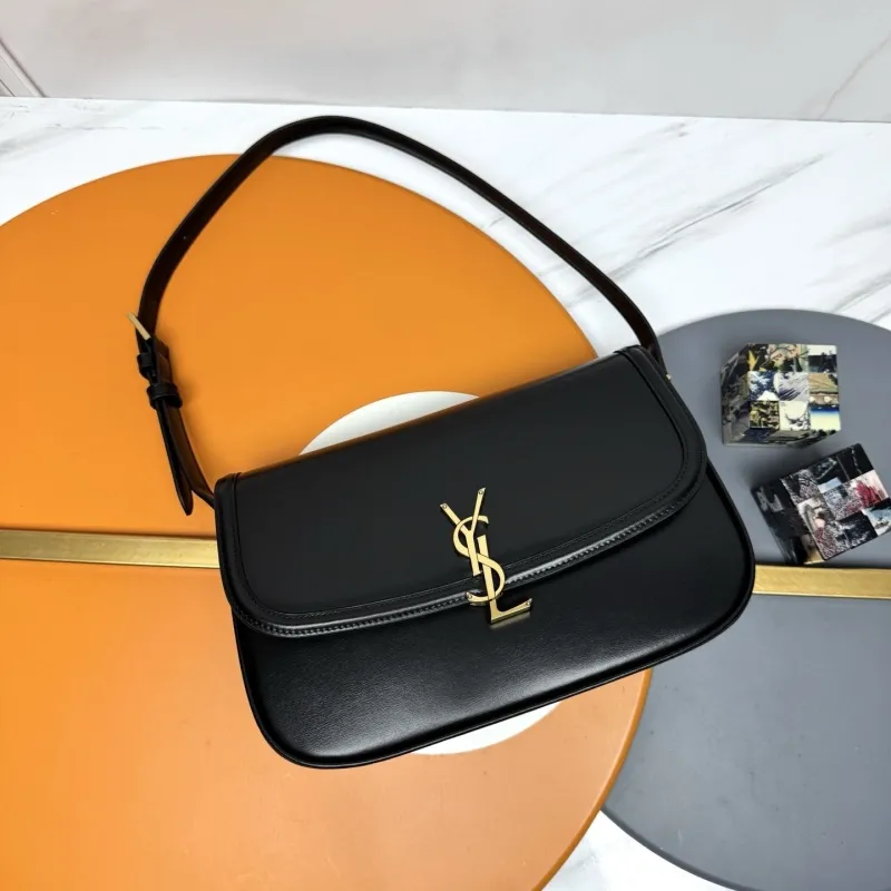 YSL Black Leather Shoulder Bag 262