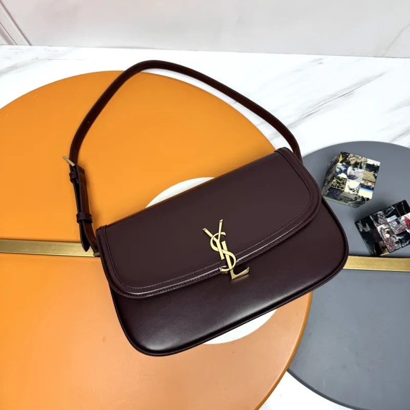 YSL Dark Brown Leather Shoulder Bag 263