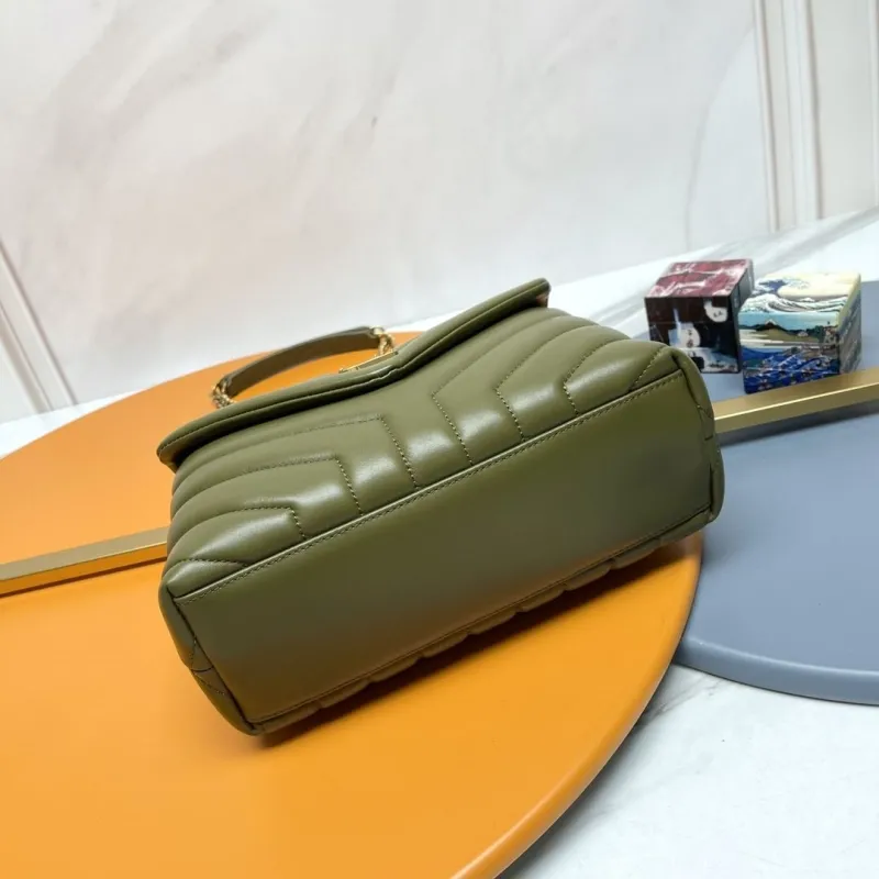 YSL Olive Green Top Handle Bag 272 - Image 3