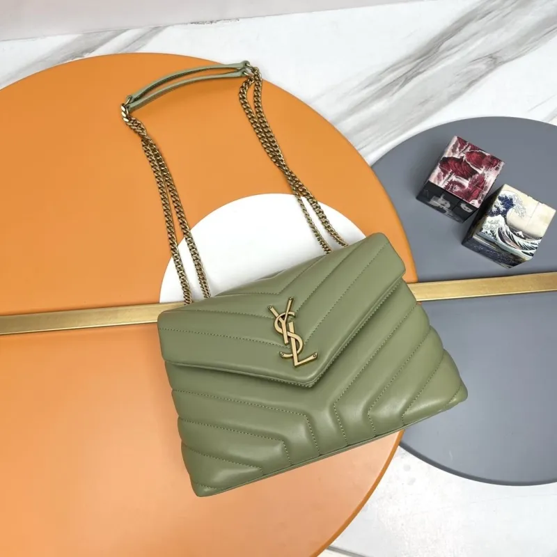 YSL Sage Green Quilted Chain Shoulder Bag 273