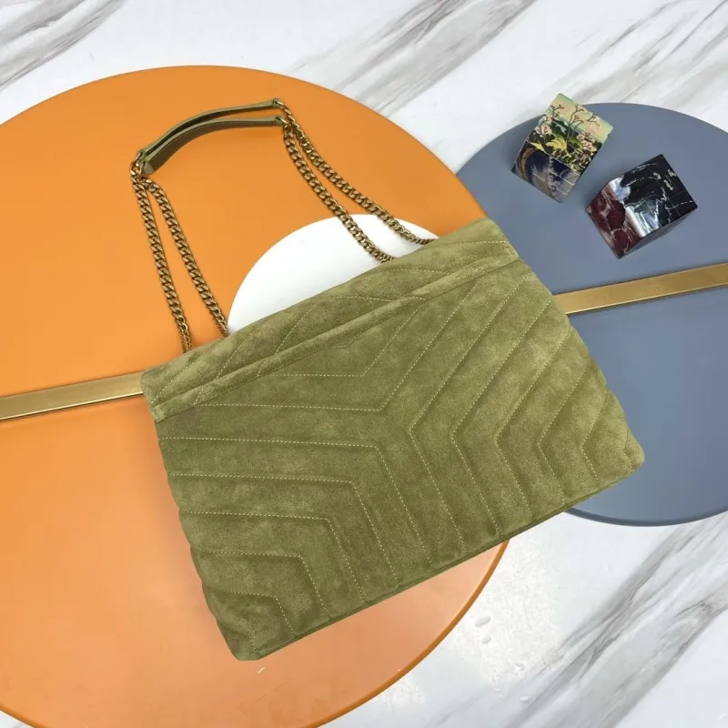 YSL Olive Green Suede Top Handle Bag 274 - Image 4