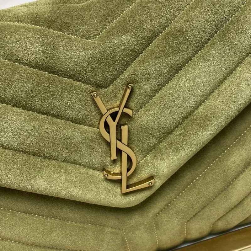 YSL Olive Green Suede Top Handle Bag 274 - Image 5