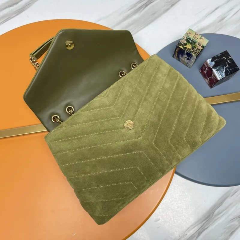 YSL Olive Green Suede Top Handle Bag 274 - Image 7