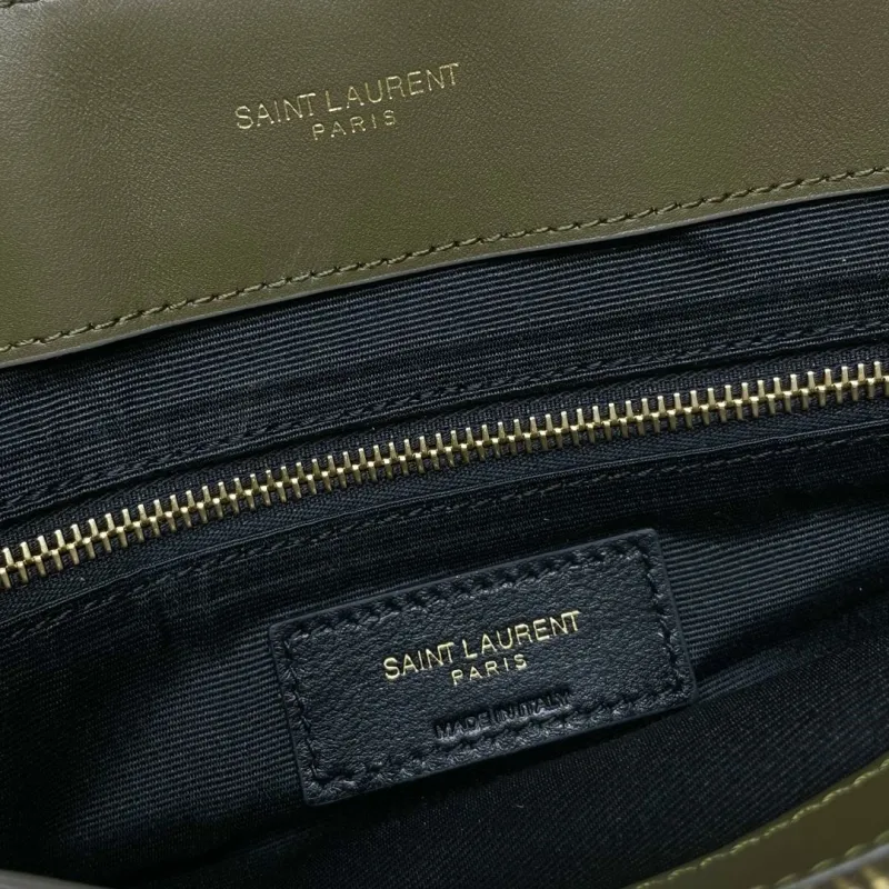 YSL Olive Green Suede Top Handle Bag 274 - Image 8