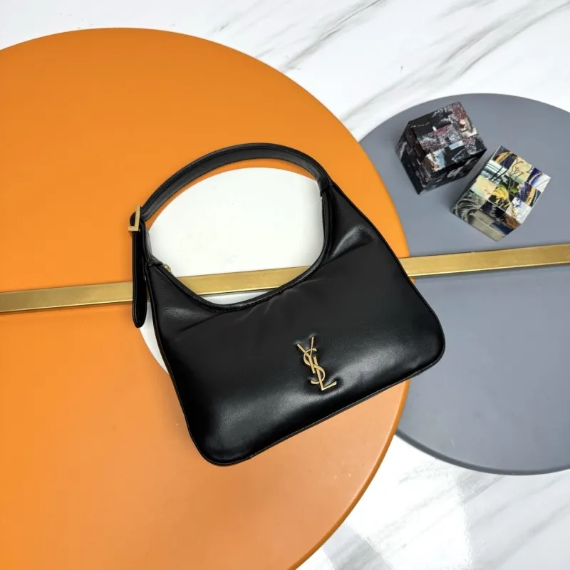 YSL Black Leather Hobo Bag 276