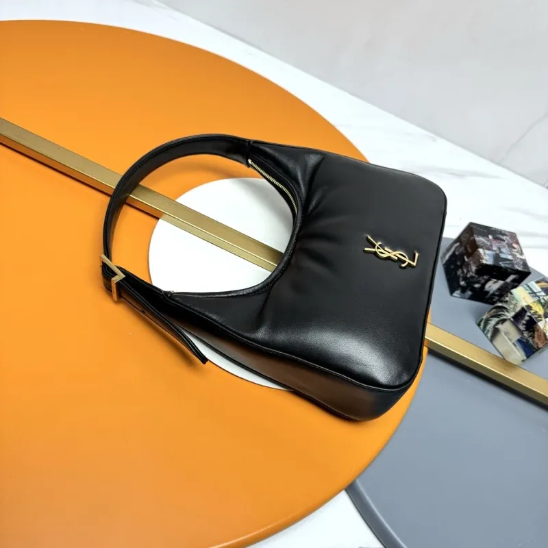 YSL Black Leather Hobo Bag 276 - Image 3