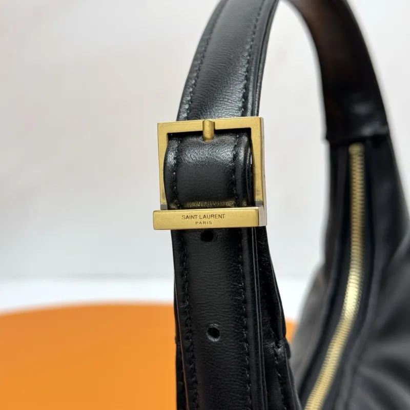 YSL Black Leather Hobo Bag 276 - Image 6
