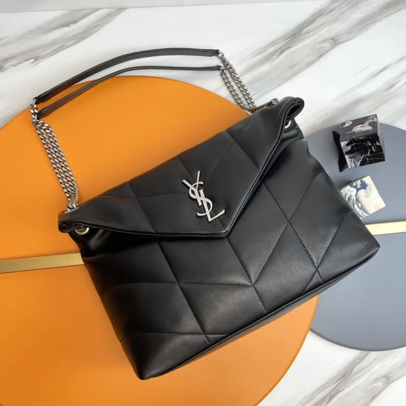 YSL Black Quilted Leather Shoulder Bag 277