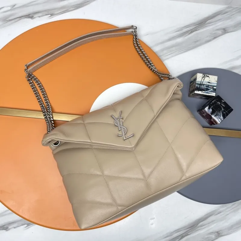 YSL Beige Quilted Chain Shoulder Bag 280