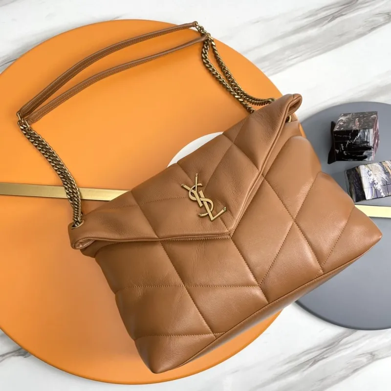 YSL Brown Quilted Leather Shoulder Bag 281
