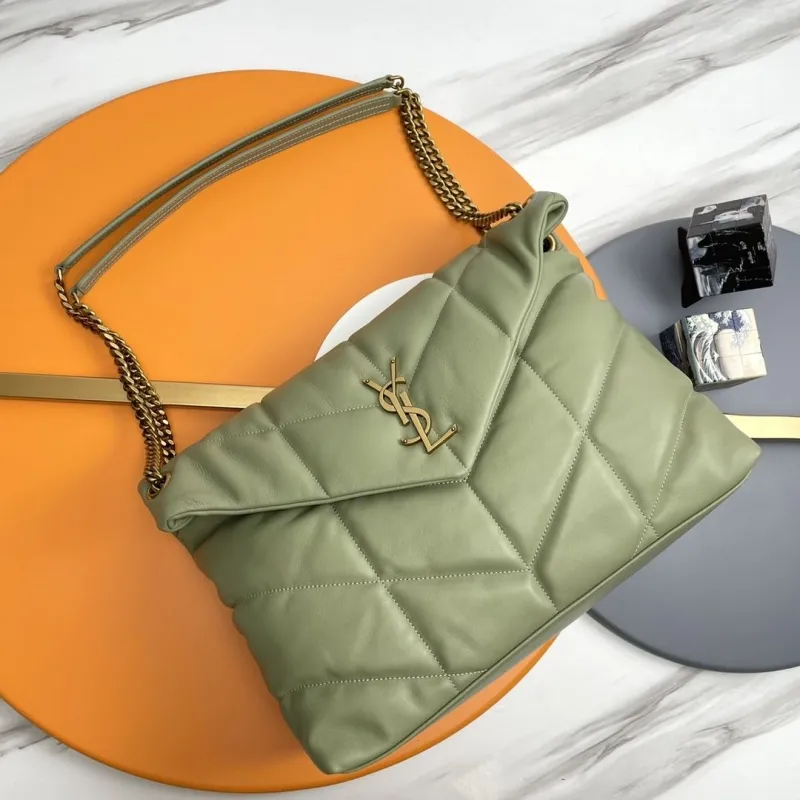 YSL Sage Green Quilted Leather Shoulder Bag 282