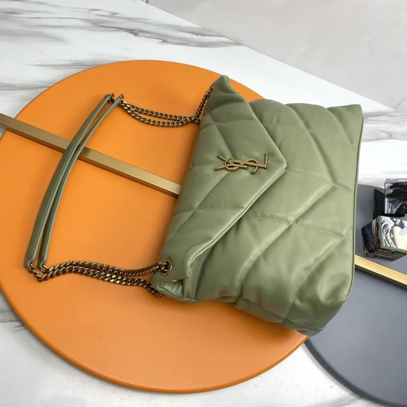 YSL Sage Green Quilted Leather Shoulder Bag 282 - Image 3
