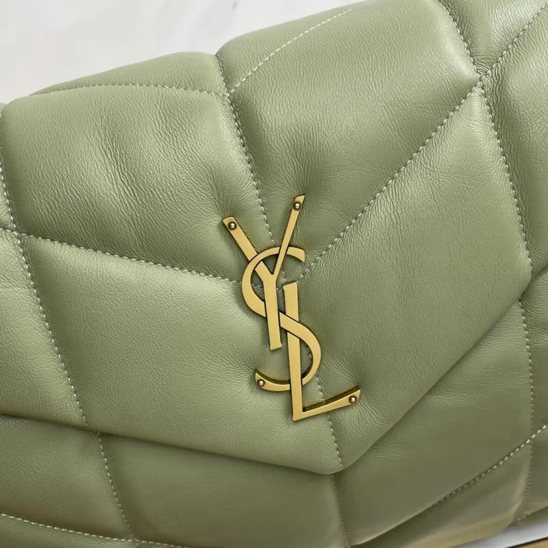 YSL Sage Green Quilted Leather Shoulder Bag 282 - Image 5