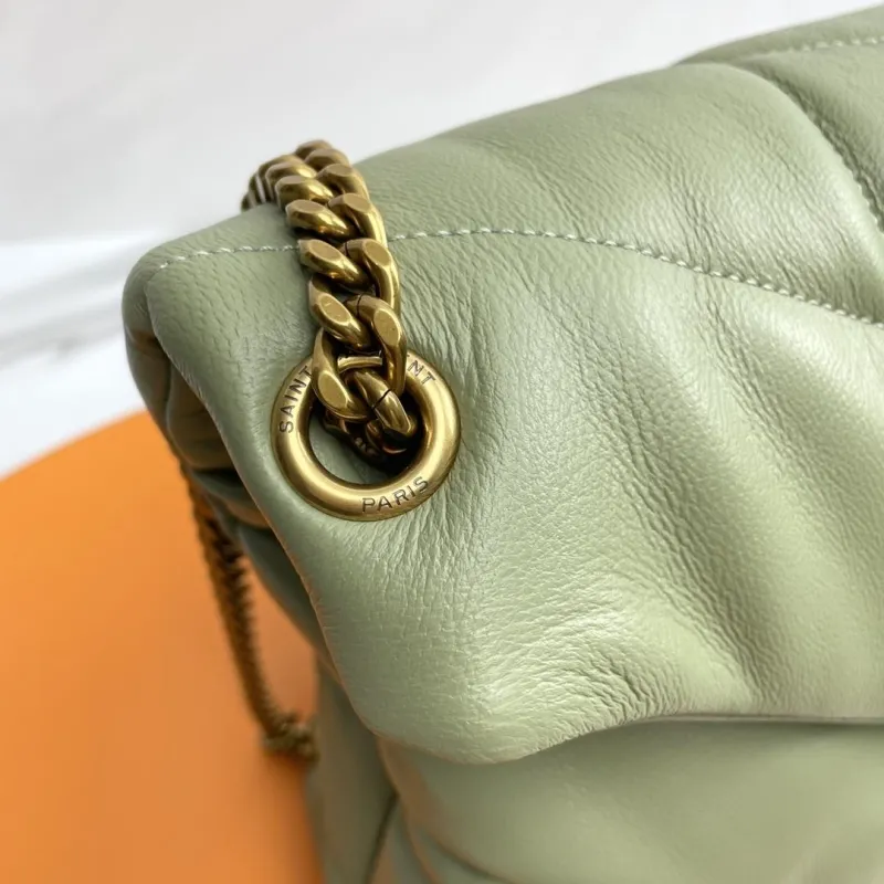YSL Sage Green Quilted Leather Shoulder Bag 282 - Image 6