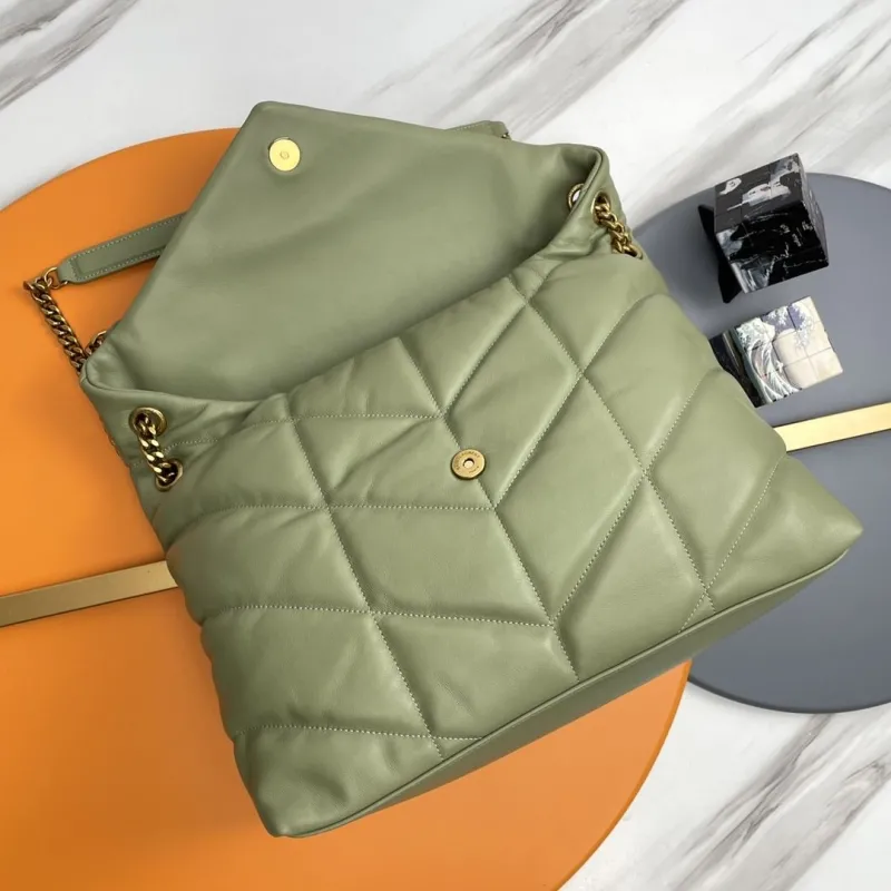 YSL Sage Green Quilted Leather Shoulder Bag 282 - Image 7