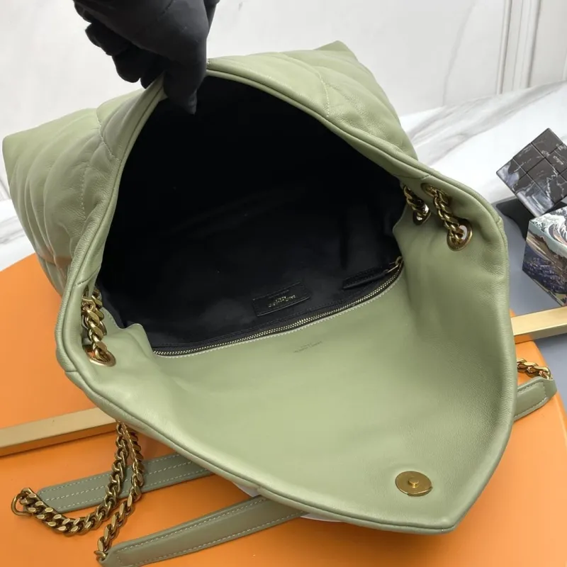 YSL Sage Green Quilted Leather Shoulder Bag 282 - Image 9
