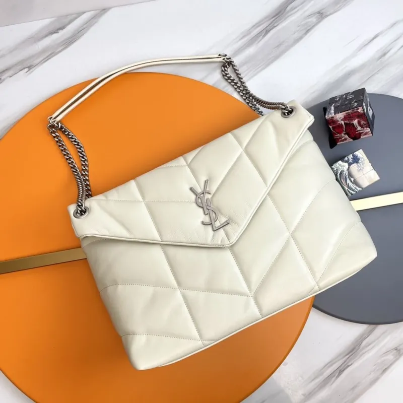 YSL Cream Quilted Chain Shoulder Bag 283