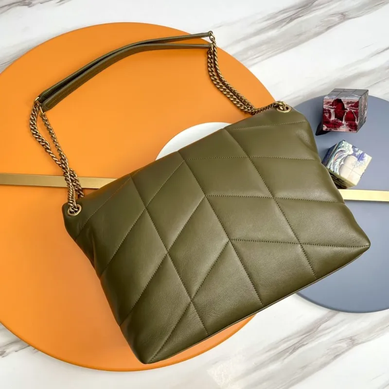 YSL Olive Green Quilted Chain Shoulder Bag 284 - Image 3