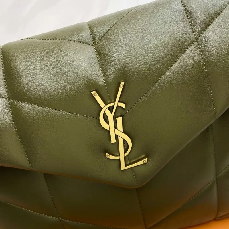 YSL Olive Green Quilted Chain Shoulder Bag 284 - Image 5
