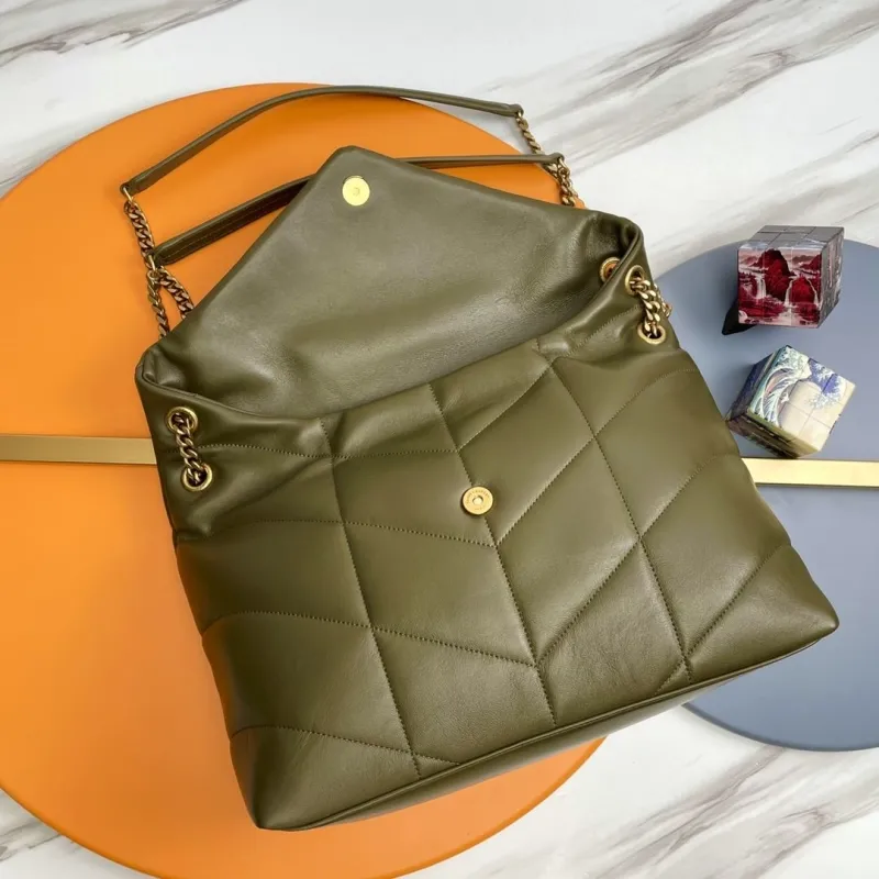 YSL Olive Green Quilted Chain Shoulder Bag 284 - Image 7