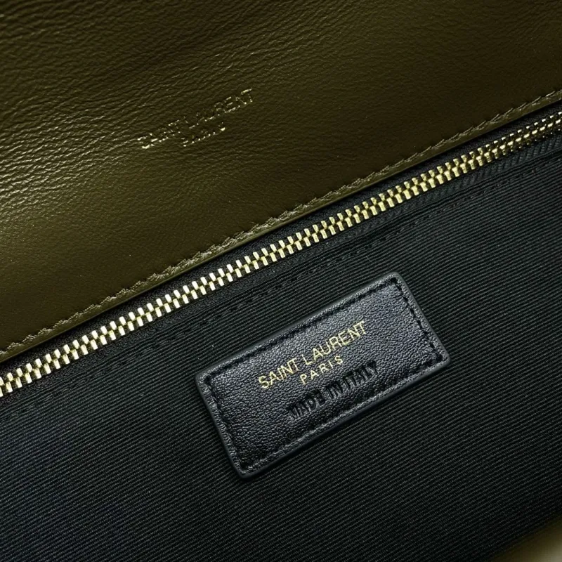 YSL Olive Green Quilted Chain Shoulder Bag 284 - Image 8