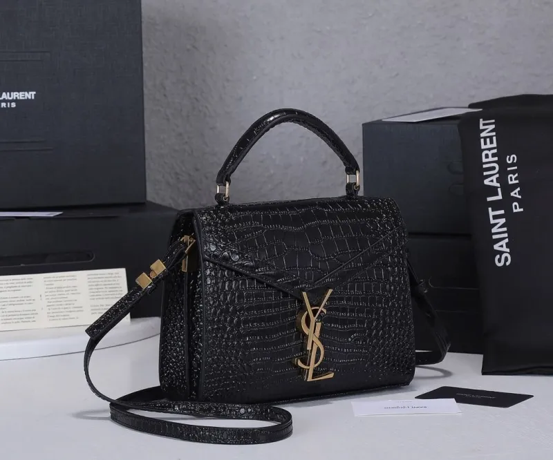 Alternative view of YSL Black Crocodile Embossed Top Handle Bag 287