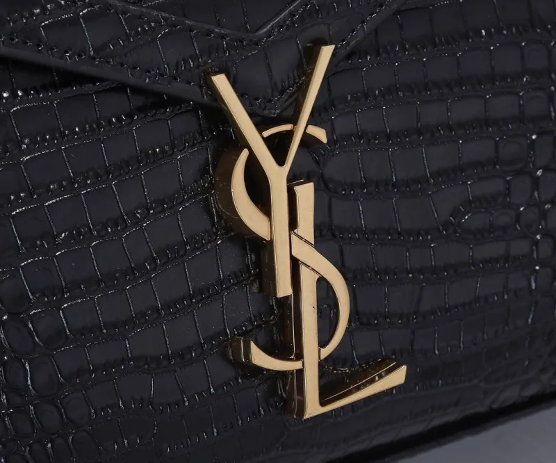 YSL Black Crocodile Embossed Top Handle Bag 287 - Image 6