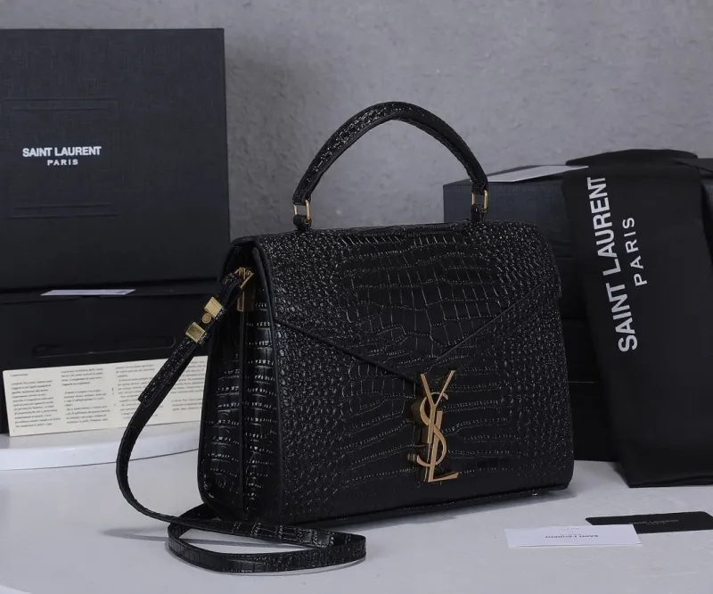 Alternative view of YSL Black Crocodile Embossed Top Handle Bag 288