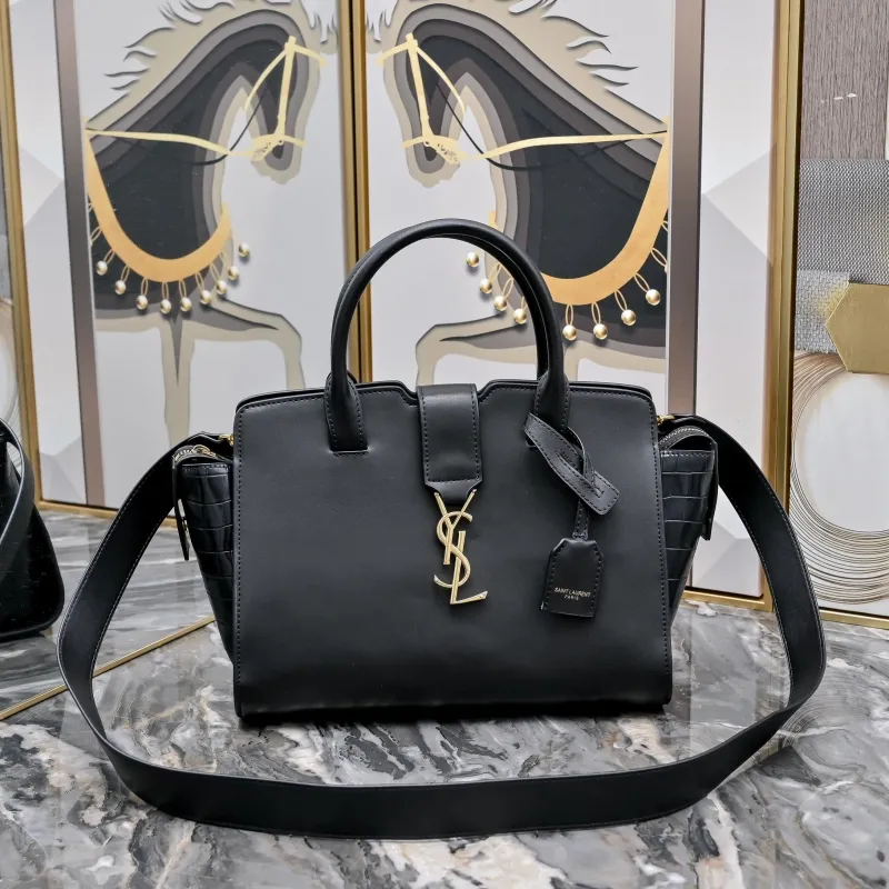 YSL Black Top Handle Tote Bag 292