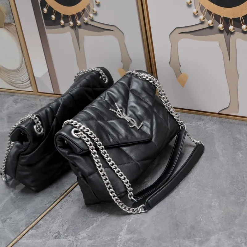 Alternative view of YSL 295 Black Quilted Chain Top Handle Bag