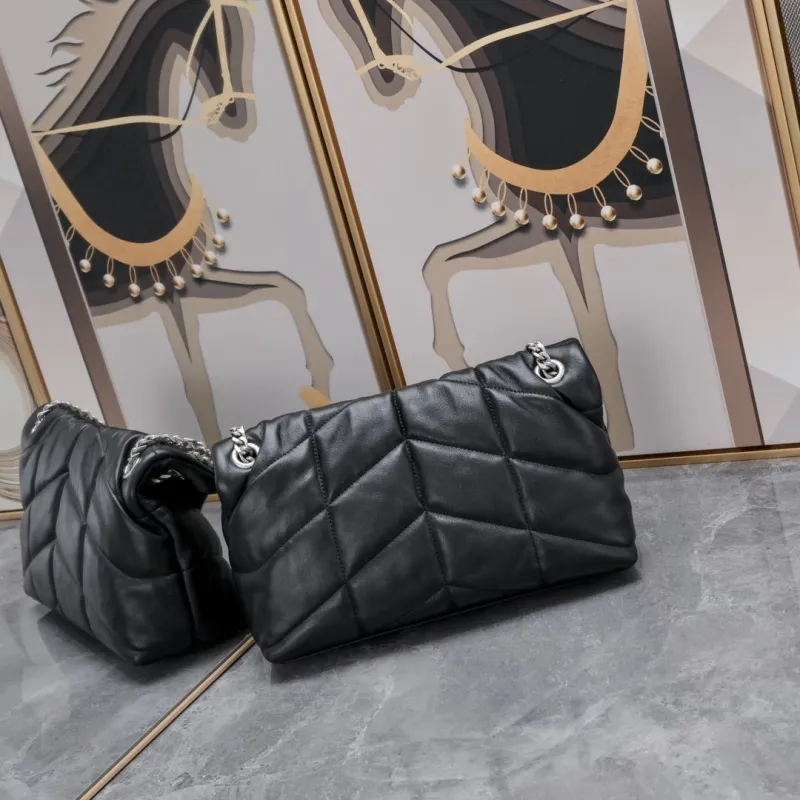 YSL 295 Black Quilted Chain Top Handle Bag - Image 3