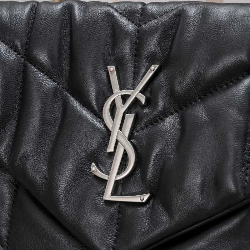 YSL 295 Black Quilted Chain Top Handle Bag - Image 4