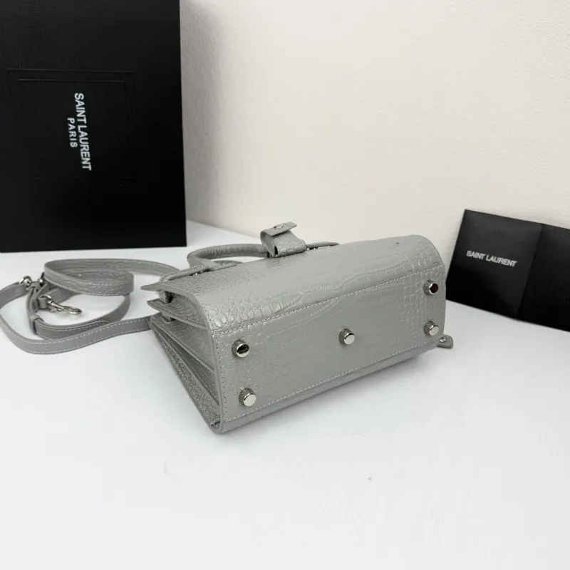 Saint Laurent Gray Crocodile Top Handle Bag 340778 - Image 4