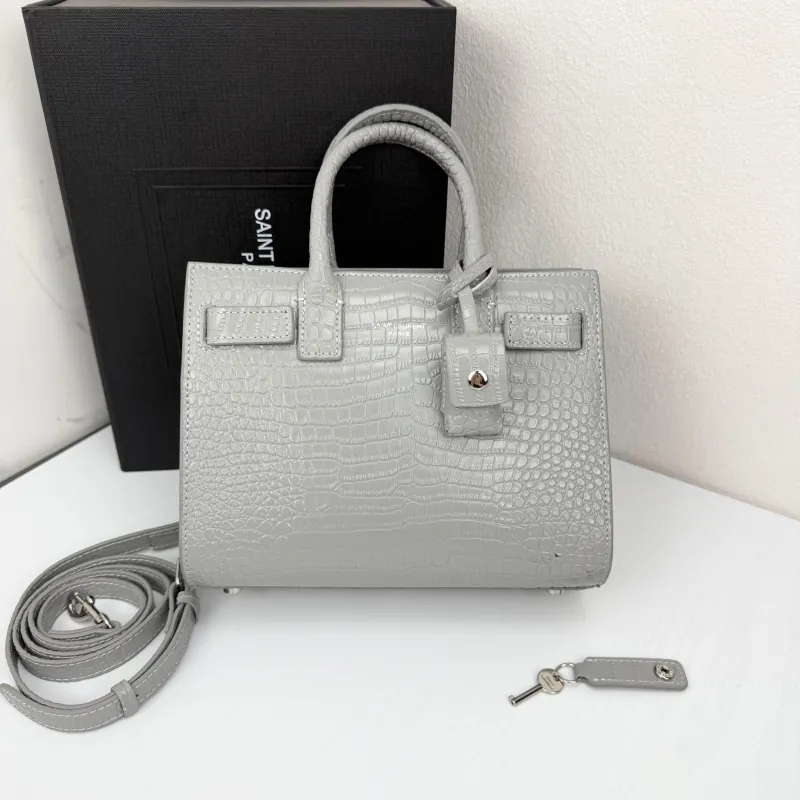 Saint Laurent Gray Crocodile Top Handle Bag 340778 - Image 5