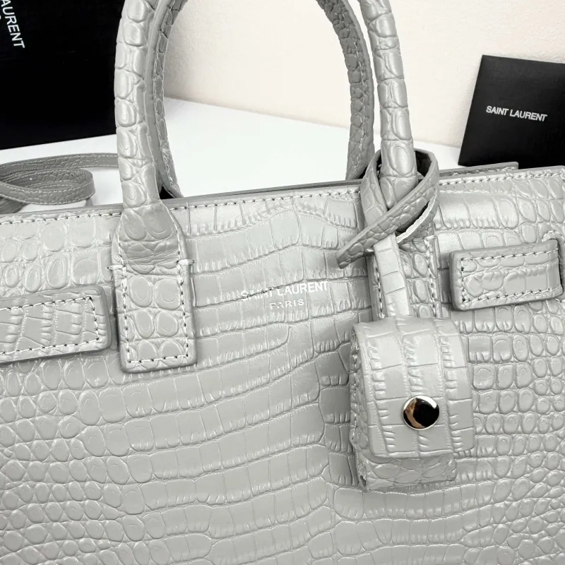 Saint Laurent Gray Crocodile Top Handle Bag 340778 - Image 6
