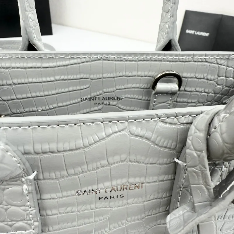 Saint Laurent Gray Crocodile Top Handle Bag 340778 - Image 8