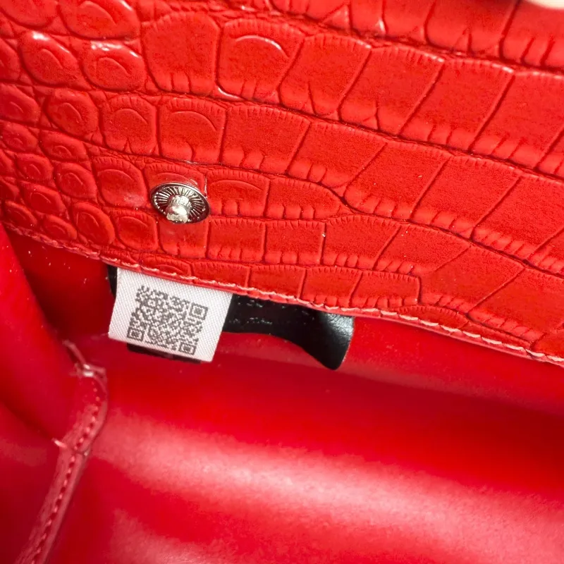 Saint Laurent Red Croc Embossed Top Handle Bag 340778 - Image 9
