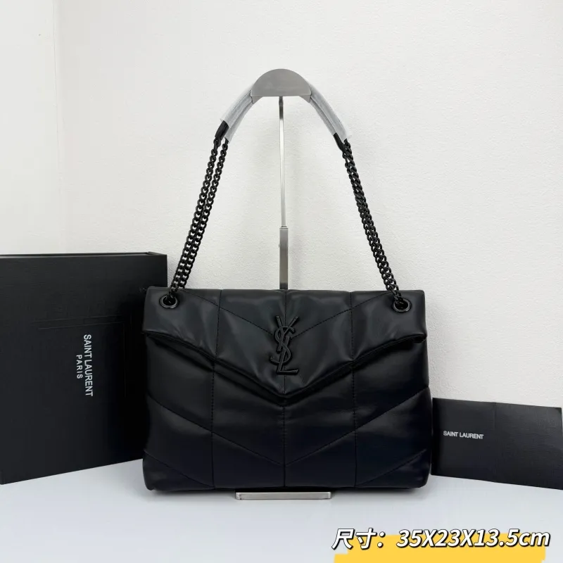 Saint Laurent Black Leather Chain Shoulder Bag 306