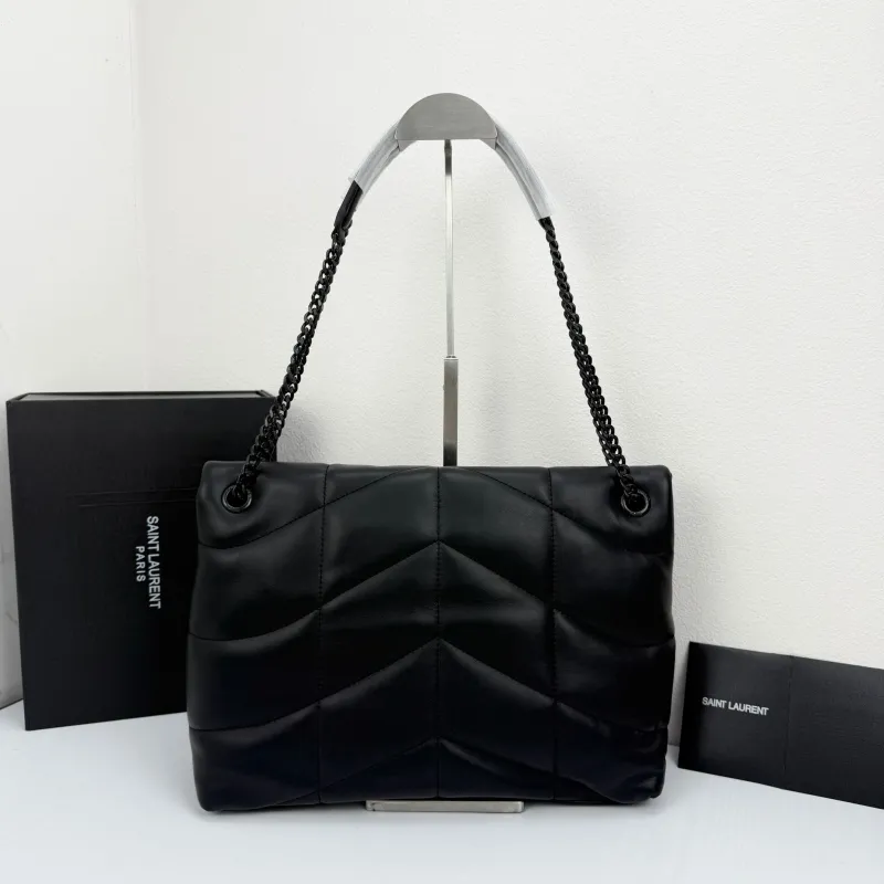 Saint Laurent Black Leather Chain Shoulder Bag 306 - Image 3