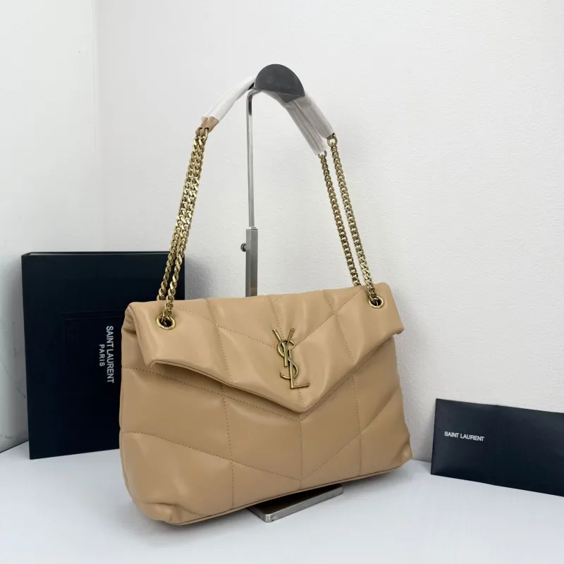 Alternative view of Saint Laurent Beige Quilted Chain Shoulder Bag 309