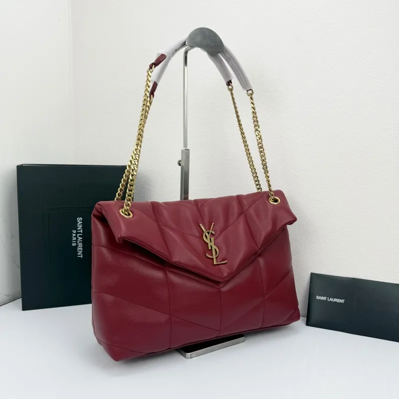 Alternative view of YSL Burgundy Quilted Leather Shoulder Bag 310
