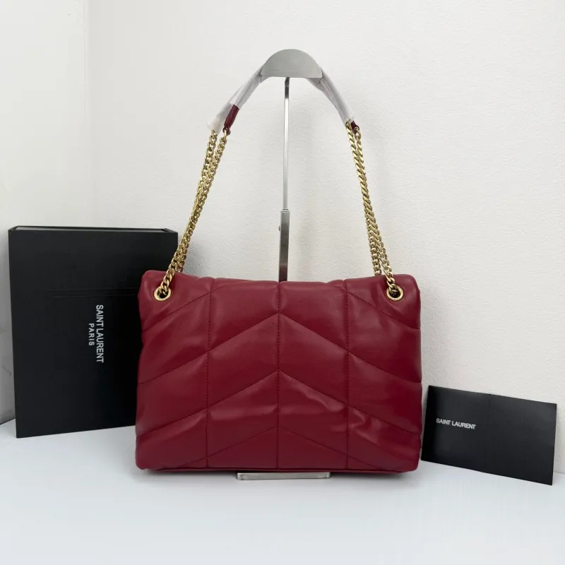 YSL Burgundy Quilted Leather Shoulder Bag 310 - Image 3