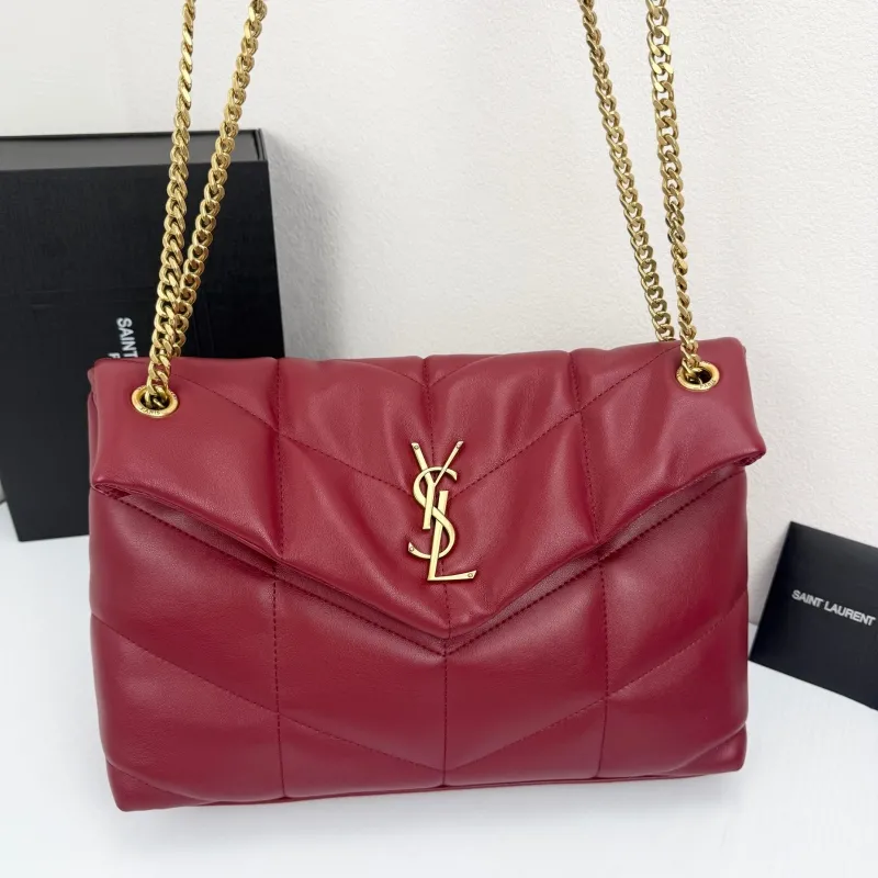 YSL Burgundy Quilted Leather Shoulder Bag 310 - Image 5