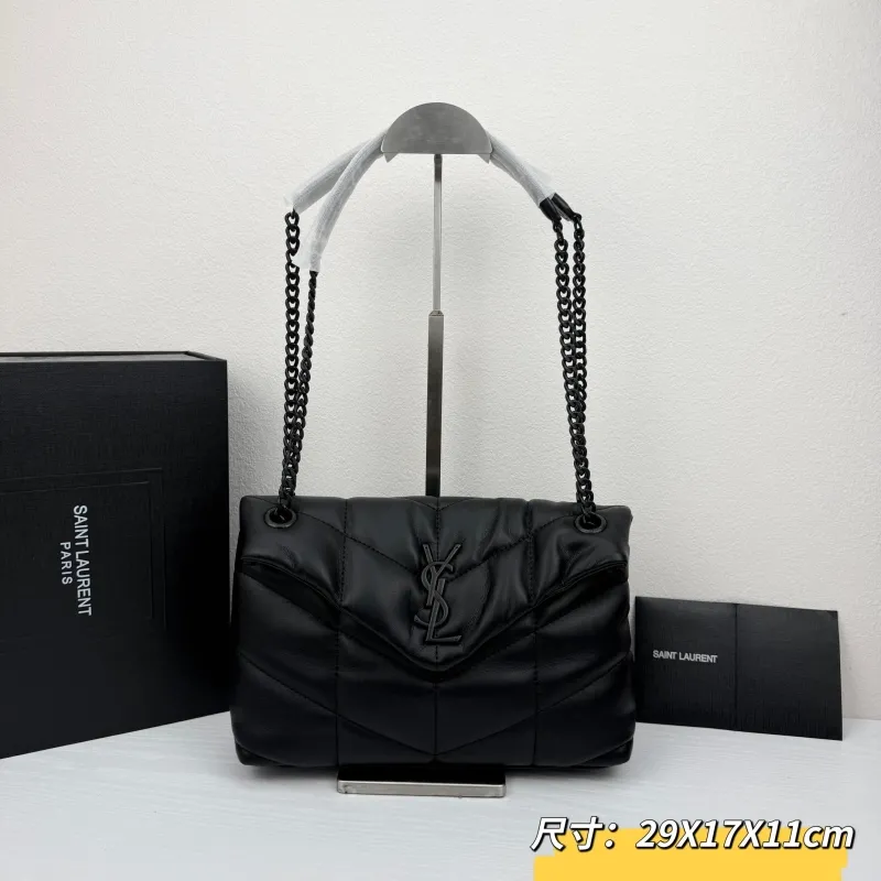 YSL Black Quilted Chain Shoulder Bag 312