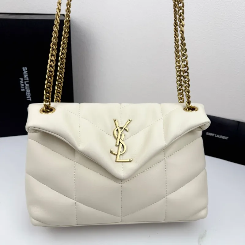 YSL Cream Quilted Chain Shoulder Bag 29x17x11cm - Image 5