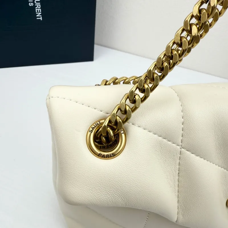 YSL Cream Quilted Chain Shoulder Bag 29x17x11cm - Image 6
