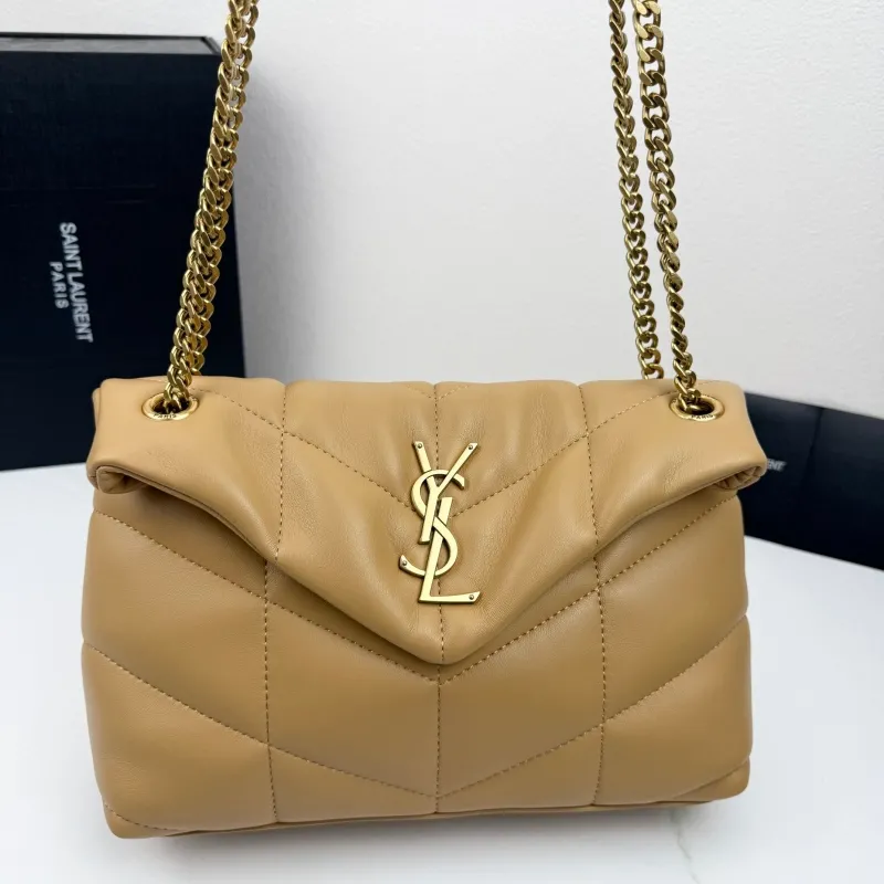 Saint Laurent Beige Quilted Chain Shoulder Bag 315 - Image 5