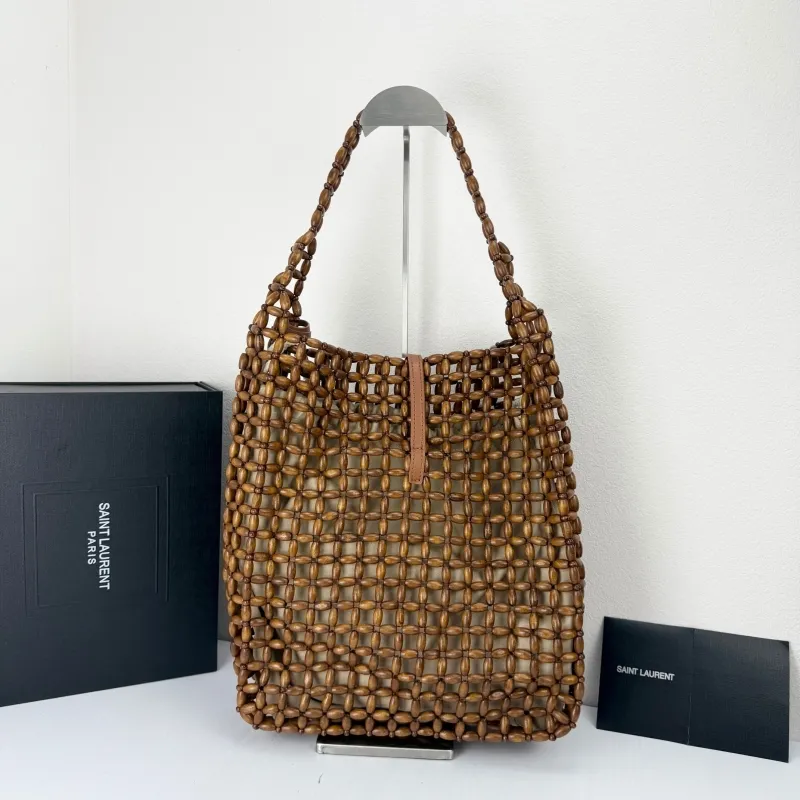 Saint Laurent Brown Beaded Hobo Bag 58932 - Image 3